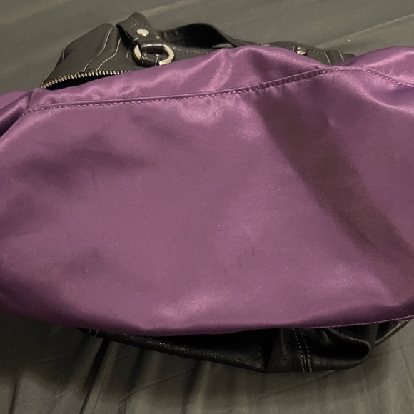 👜Vintage Coach Madison Audrey purse black genuine leather purple interior NWOT - Picture 12 of 13
